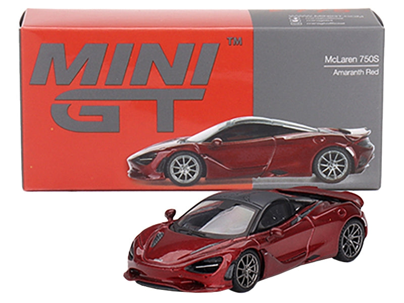 McLaren 750S Amaranth Red Metallic with Black Top Limited Edition to 5040 pieces Worldwide 1/64 Diecast Model Car by Mini GT Mini GT