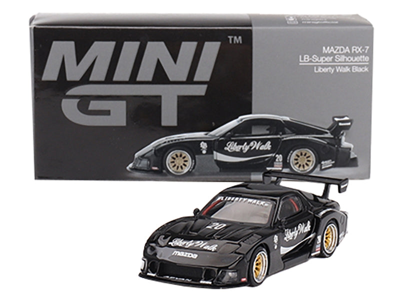 Mazda RX-7 LB-Super Silhouette #20 "Liberty Walk" Black Limited Edition 1/64 Diecast Model Car by Mini GT Mini GT