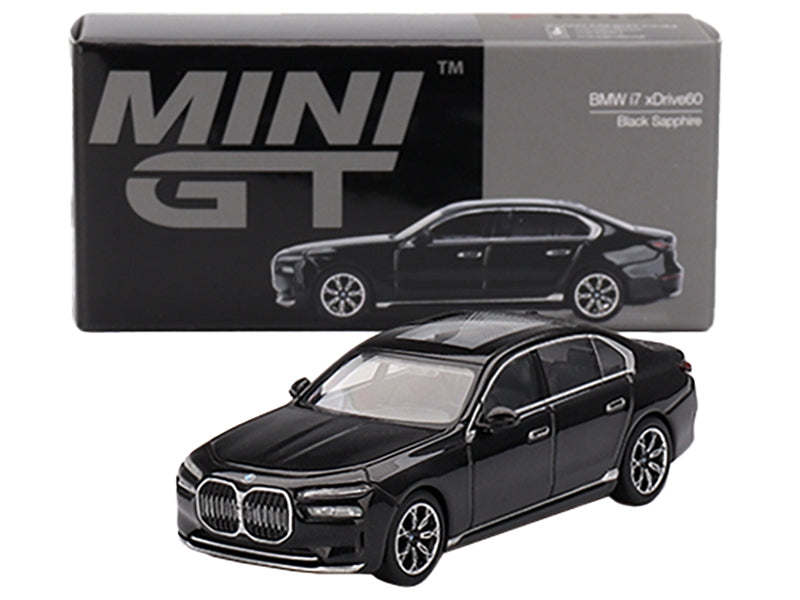 BMW i7 xDrive60 Black Sapphire Limited Edition 1/64 Diecast Model Car by Mini GT Mini GT