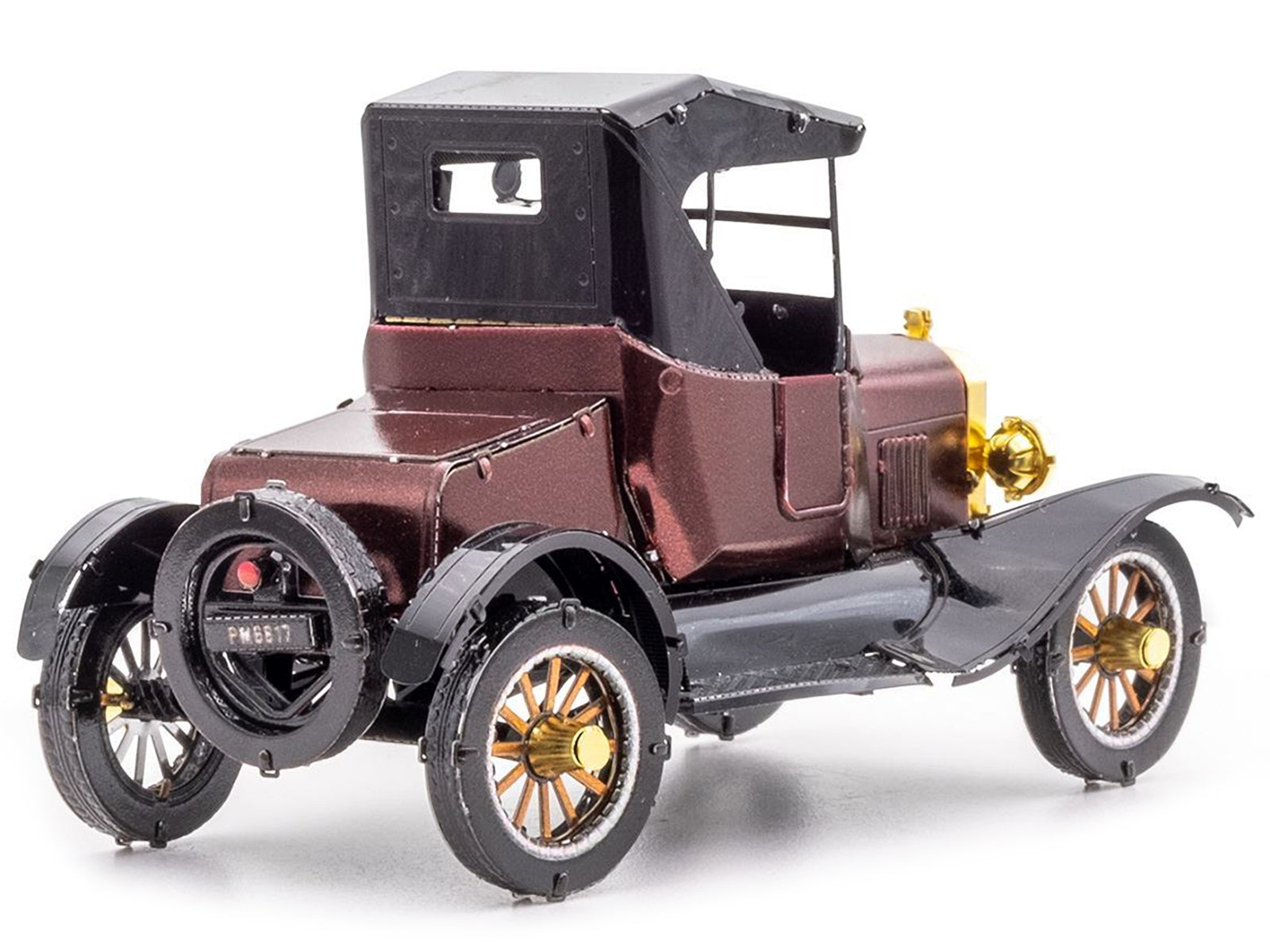 Model Kit 1925 Ford Model T Runabout Dark Red and Black (Moderate Difficulty) Steel Model by Metal Earth Metal Earth