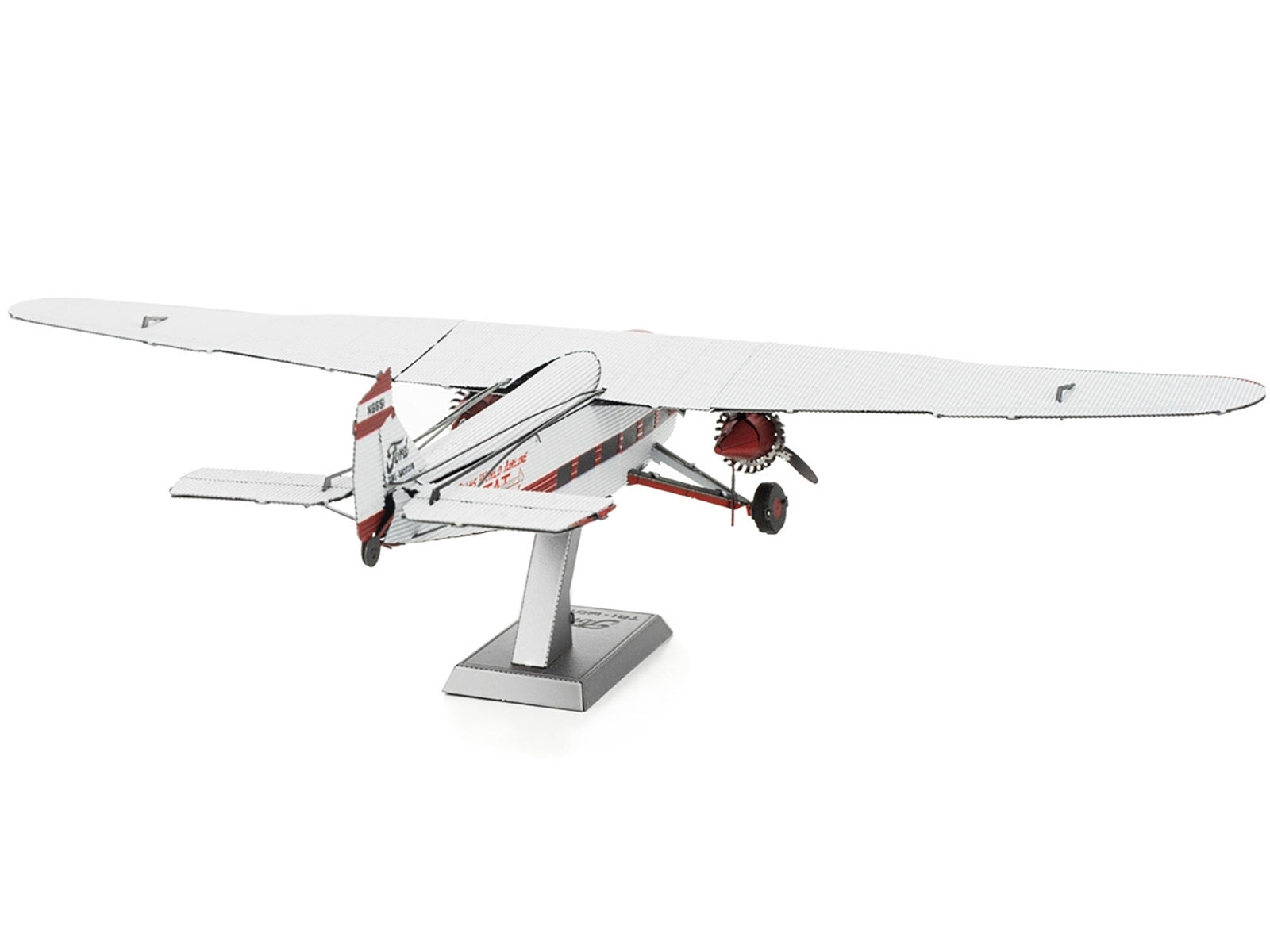 Model Kit Ford Trimotor Transport Aircraft White and Red (Moderate Difficulty) Steel Model by Metal Earth Metal Earth