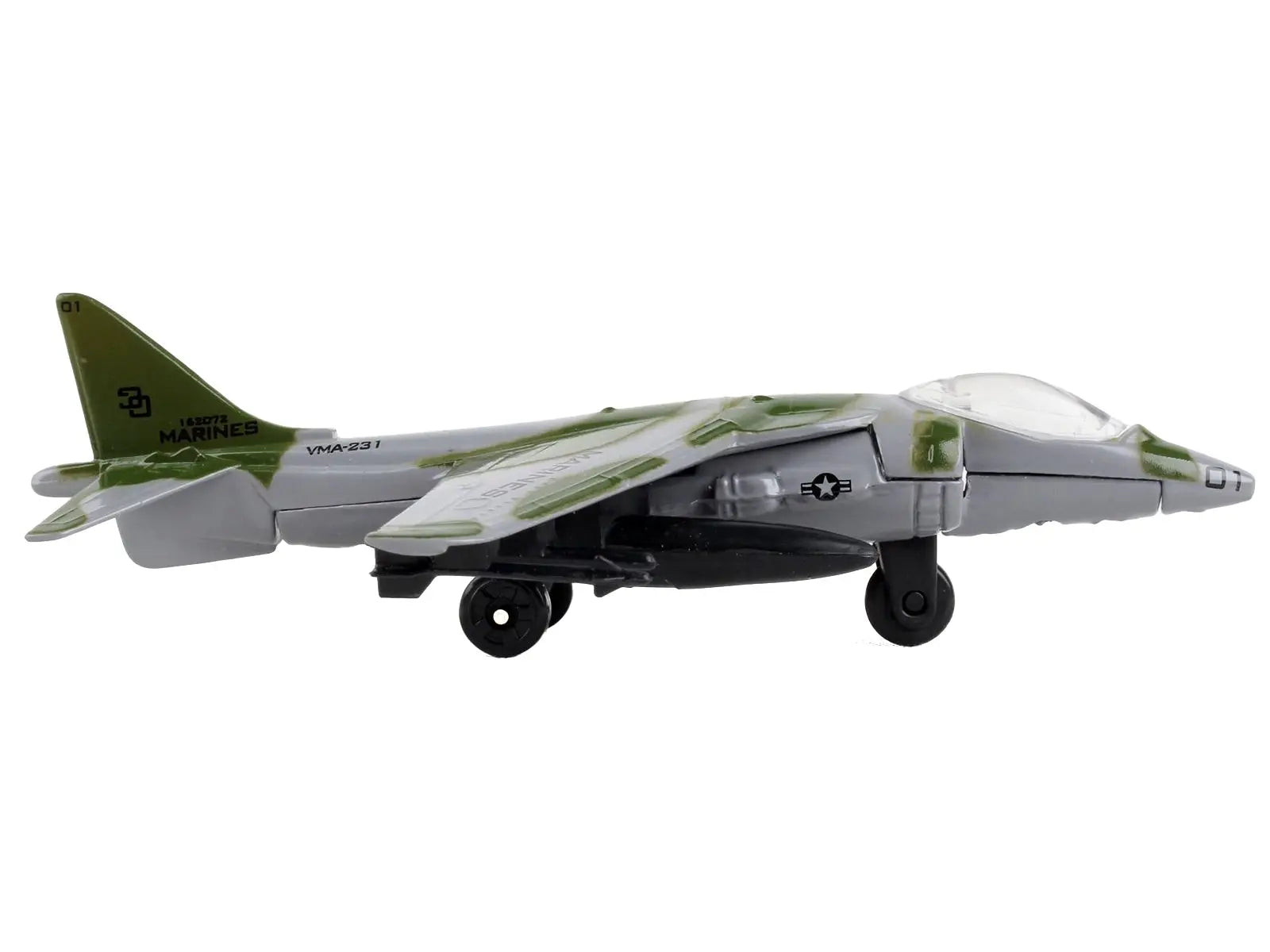 McDonnell Douglas AV-8B Harrier II Attack Aircraft Green Camouflage "United States Marine Corps" with Runway Section Diecast Model Airplane by Runway24 Runway24