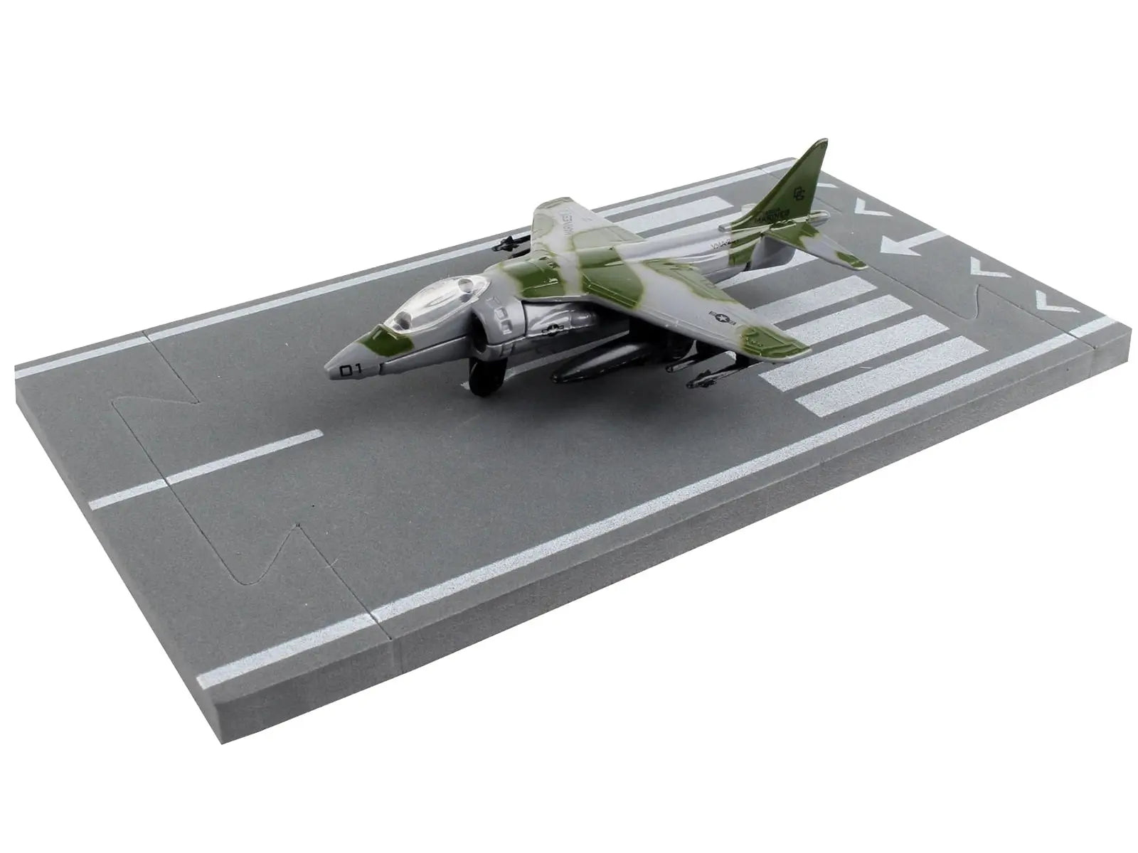 McDonnell Douglas AV-8B Harrier II Attack Aircraft Green Camouflage "United States Marine Corps" with Runway Section Diecast Model Airplane by Runway24 Runway24