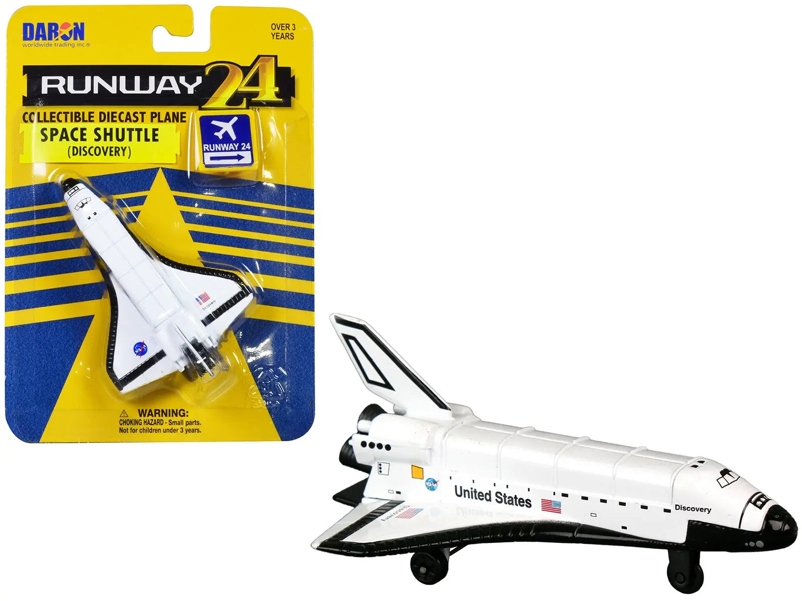 NASA "Discovery" Space Shuttle White "United States" with Runway 24 Sign Diecast Model Airplane by Runway24 Runway24