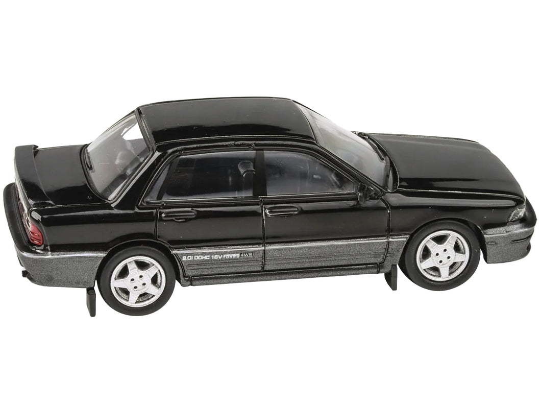 1988 Mitsubishi Galant VR-4 Lamp Black and Chateau Silver 1/64 Diecast Model Car by Paragon Models Paragon