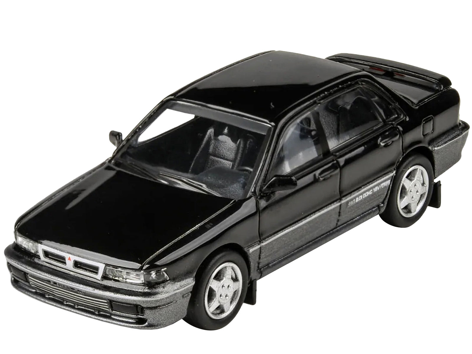 1988 Mitsubishi Galant VR-4 Lamp Black and Chateau Silver 1/64 Diecast Model Car by Paragon Models Paragon