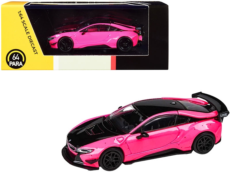 BMW i8 Liberty Walk Hot Pink and Black 1/64 Diecast Model Car by Paragon Paragon