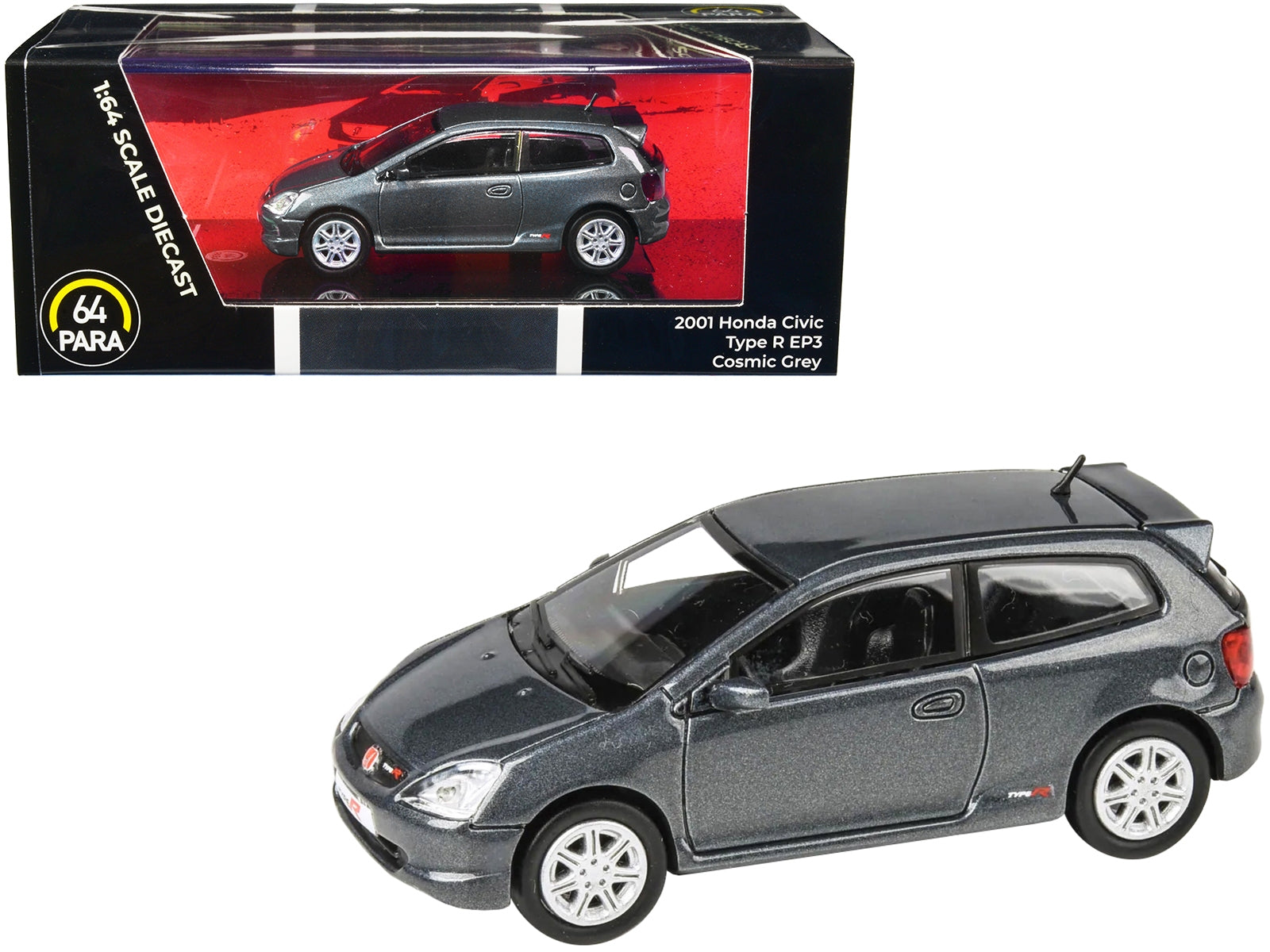 2001 Honda Civic Type R EP3 Cosmic Gray Metallic 1/64 Diecast Model Car by Paragon Models Paragon