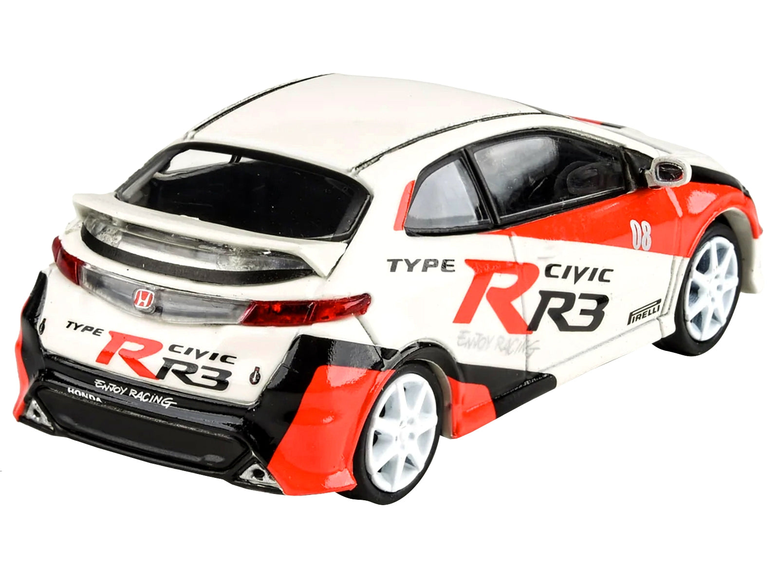 2007 Honda Civic Type R FN2 White "Race Livery" 1/64 Diecast Model Car by Paragon Models Paragon