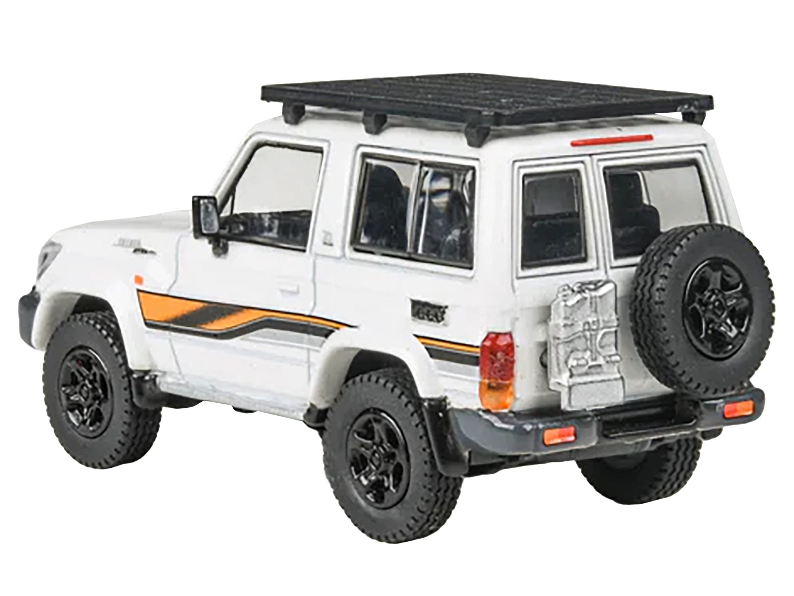 2023 Toyota Land Cruiser 71 White "70th Anniversary" with Stripes and Roofrack 1/64 Diecast Model Car by Paragon Models Paragon