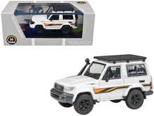 Load image into Gallery viewer, 2023 Toyota Land Cruiser 71 White &quot;70th Anniversary&quot; with Stripes and Roofrack 1/64 Diecast Model Car by Paragon Models Paragon
