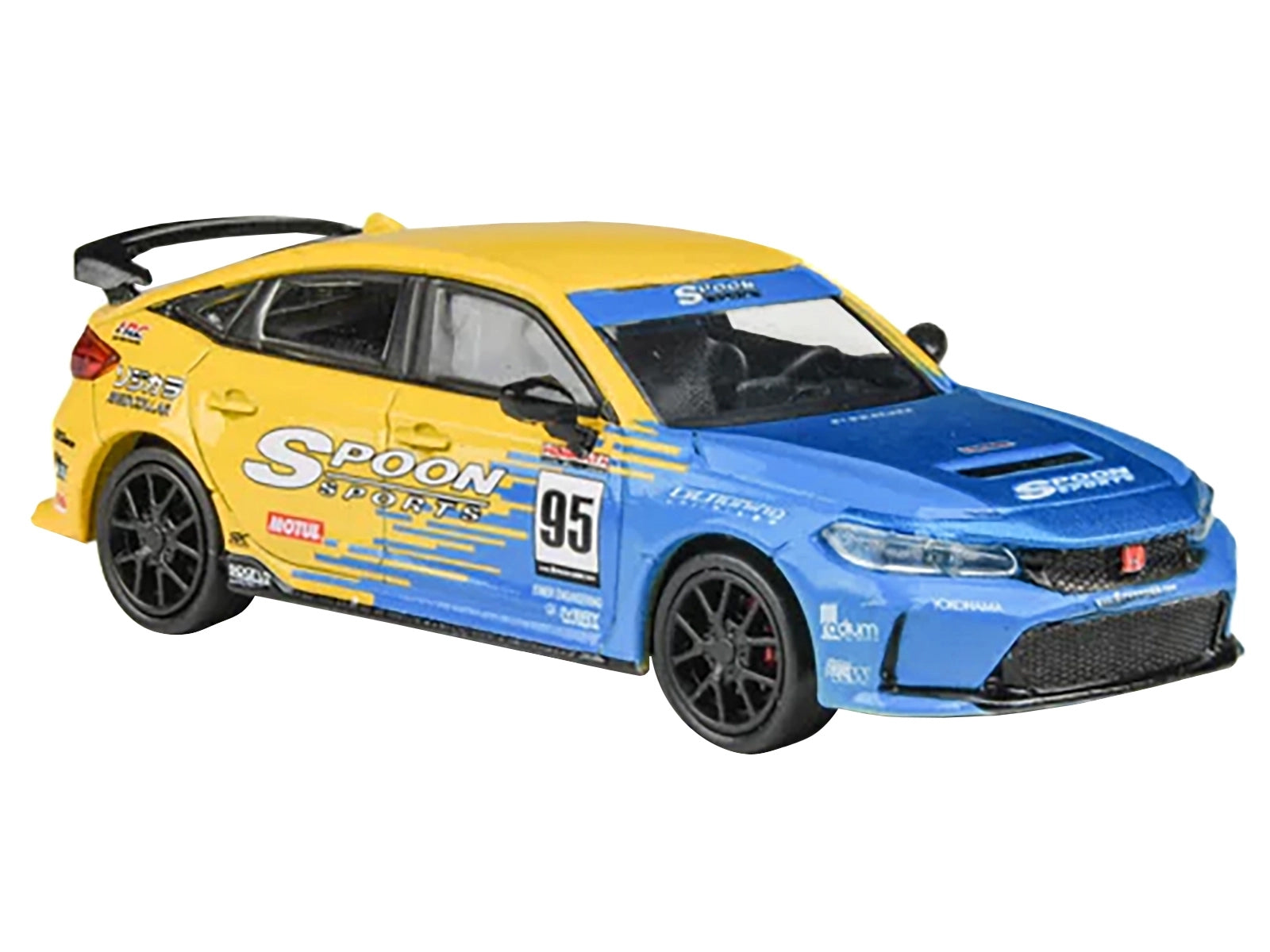 2023 Honda Civic Type R FL5 #95 "Spoon Sports Livery" Blue and Yellow 1/64 Diecast Model Car by Paragon Models Paragon