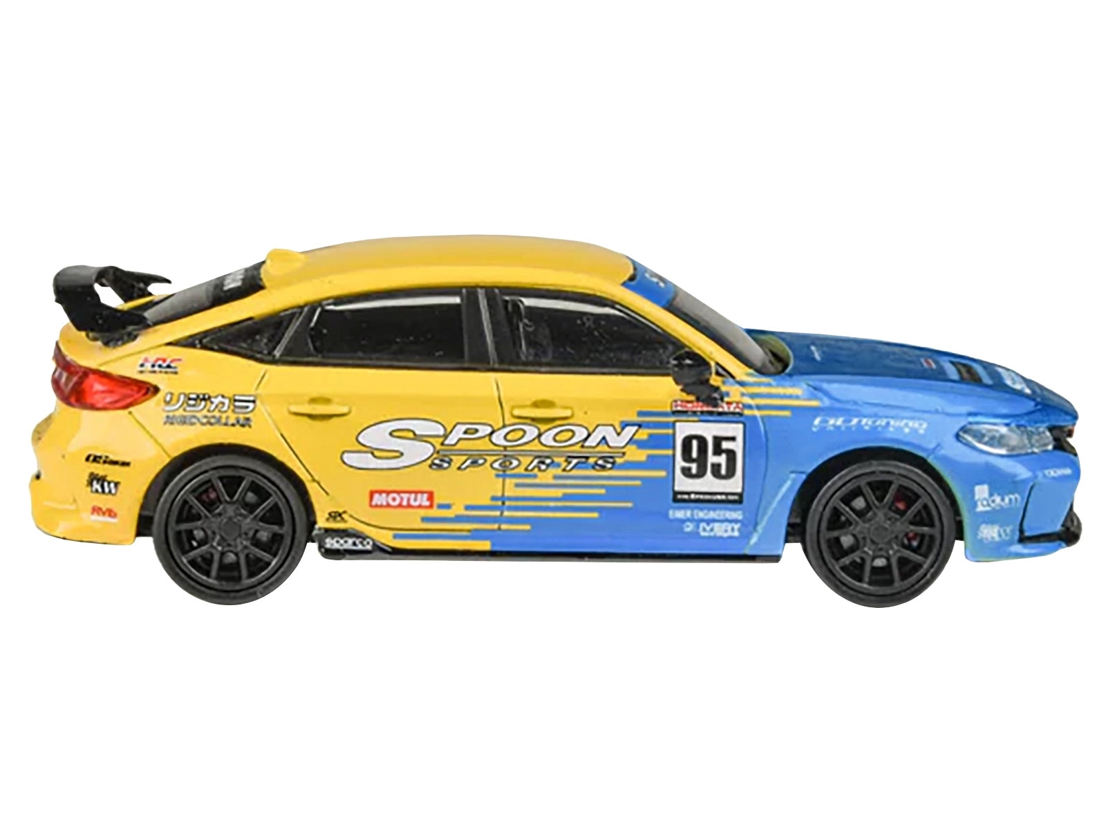 2023 Honda Civic Type R FL5 #95 "Spoon Sports Livery" Blue and Yellow 1/64 Diecast Model Car by Paragon Models Paragon