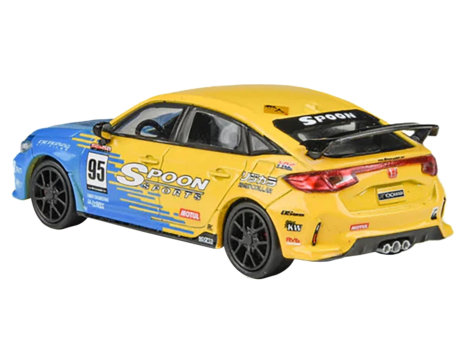 2023 Honda Civic Type R FL5 #95 "Spoon Sports Livery" Blue and Yellow 1/64 Diecast Model Car by Paragon Models Paragon