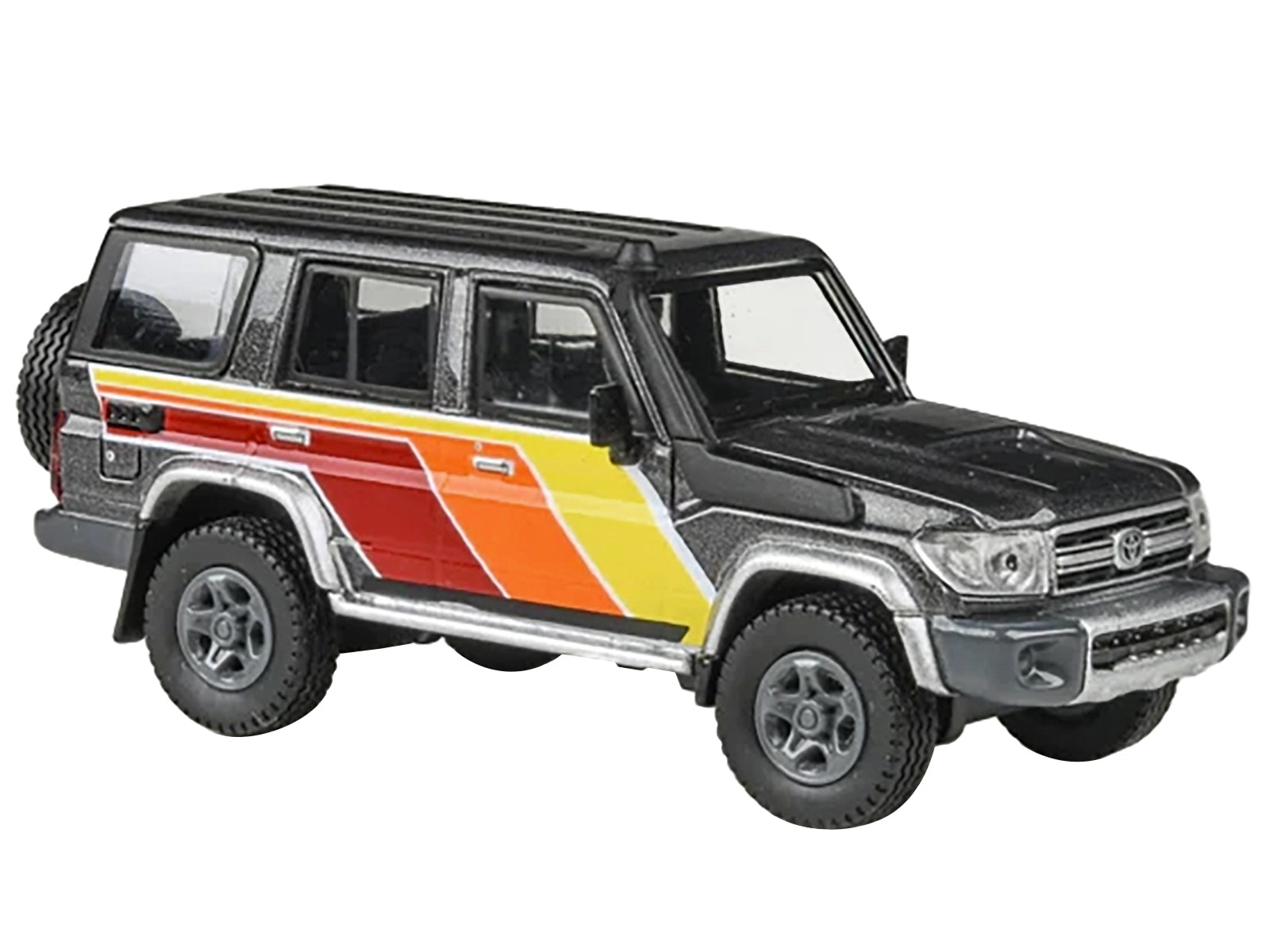 2014 Toyota Land Cruiser LC76 "TRD Livery" Gray Metallic with Stripes 1/64 Diecast Model Car by Paragon Models Paragon