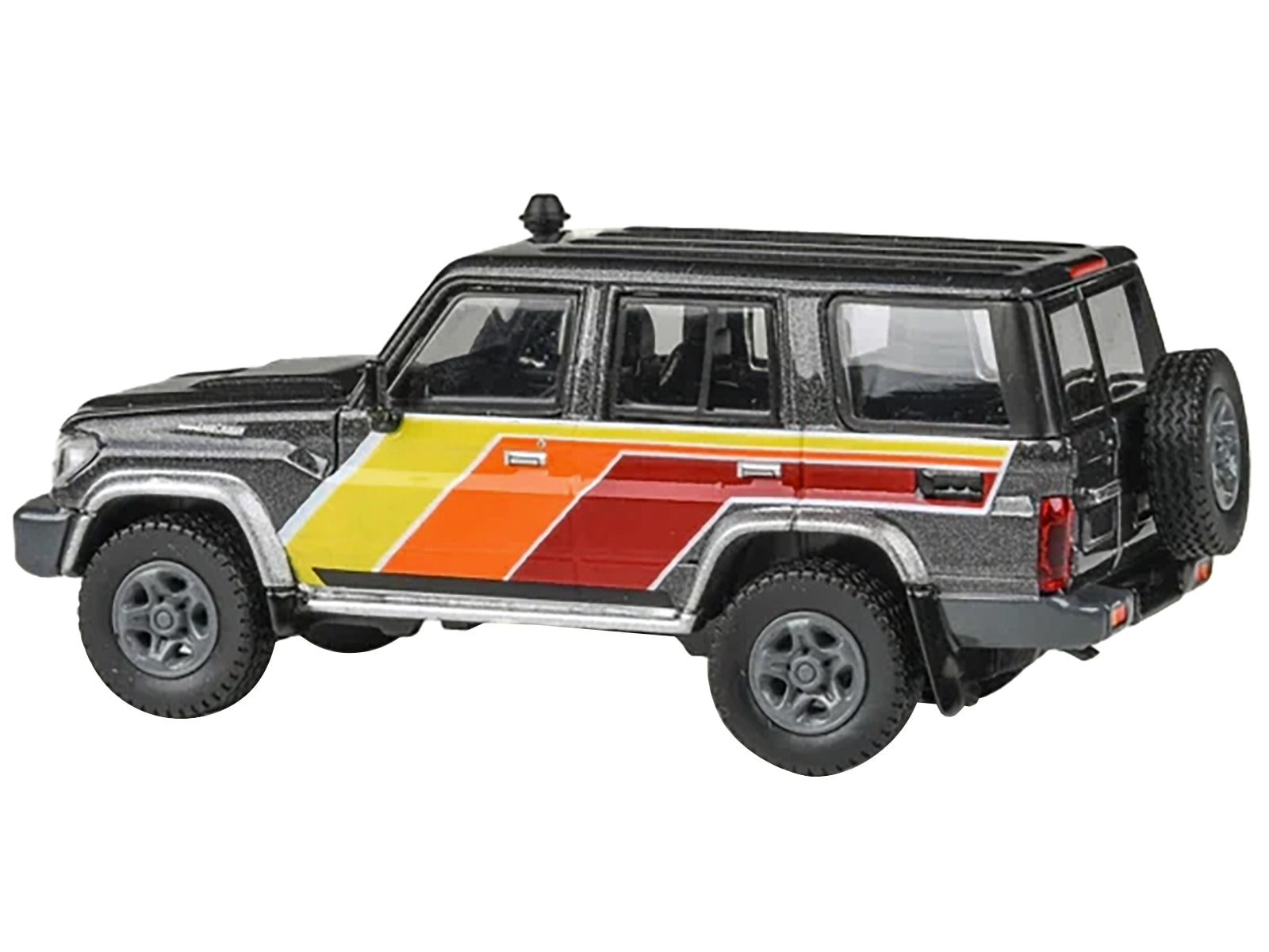 2014 Toyota Land Cruiser LC76 "TRD Livery" Gray Metallic with Stripes 1/64 Diecast Model Car by Paragon Models Paragon