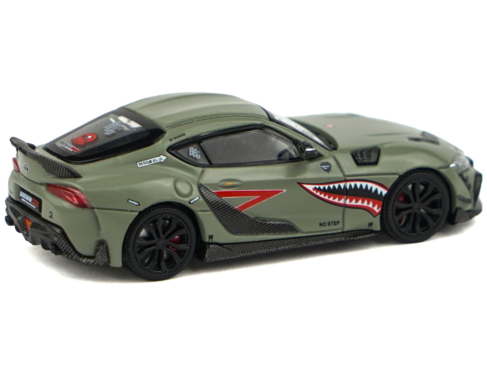 Toyota Supra "DarwinPro 66G NWB" Green with Shark Mouth Graphics 1/64 Diecast Model Car by Pop Race Pop Race