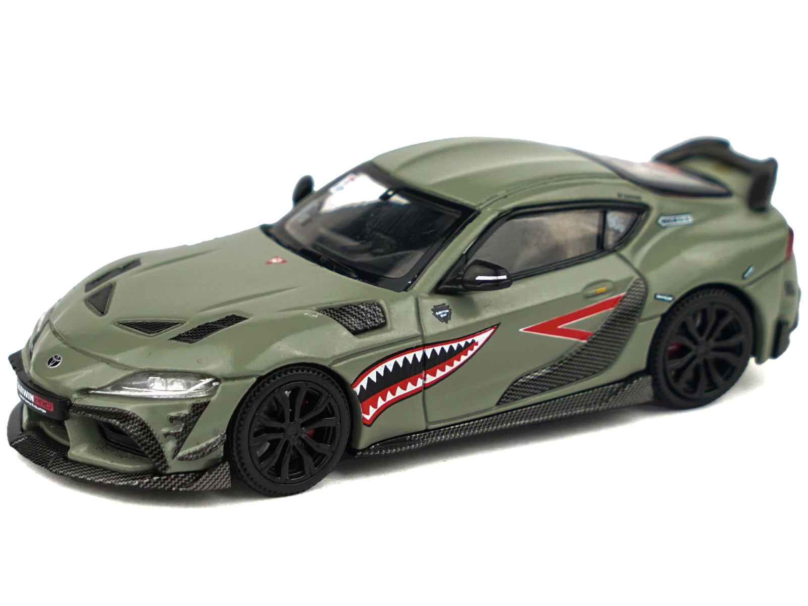 Toyota Supra "DarwinPro 66G NWB" Green with Shark Mouth Graphics 1/64 Diecast Model Car by Pop Race Pop Race