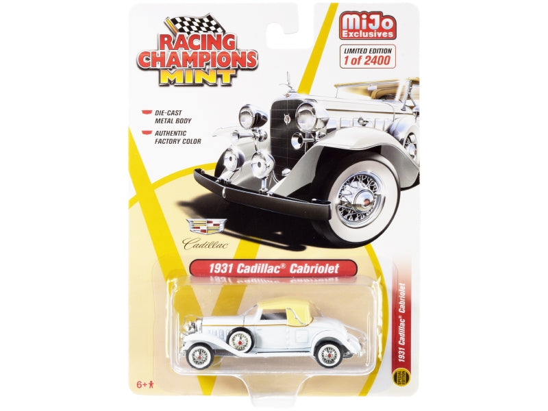 1931 Cadillac Cabriolet White with Cream Top Limited Edition to 2400 pieces Worldwide 1/64 Diecast Model Car by Racing Champions Racing Champions