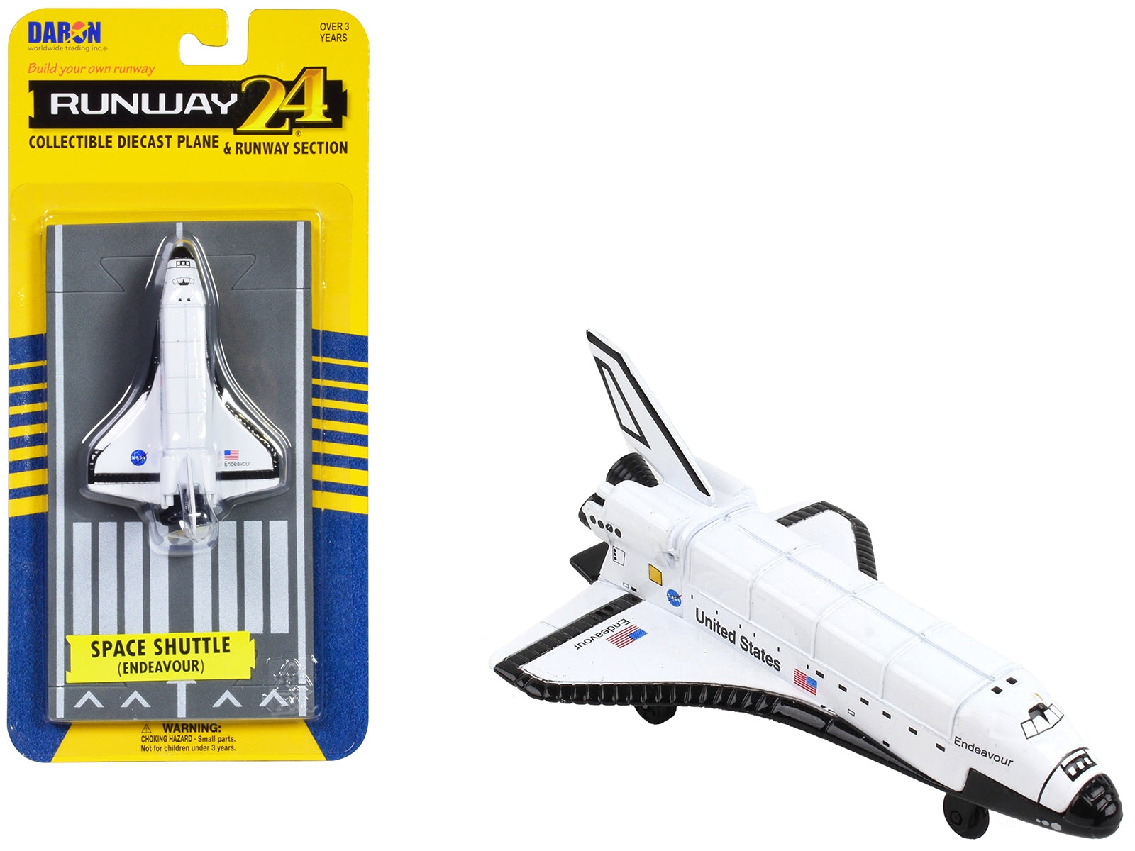 NASA "Endeavour" Space Shuttle White "United States" with Runway Section Diecast Model Airplane by Runway24 Runway24