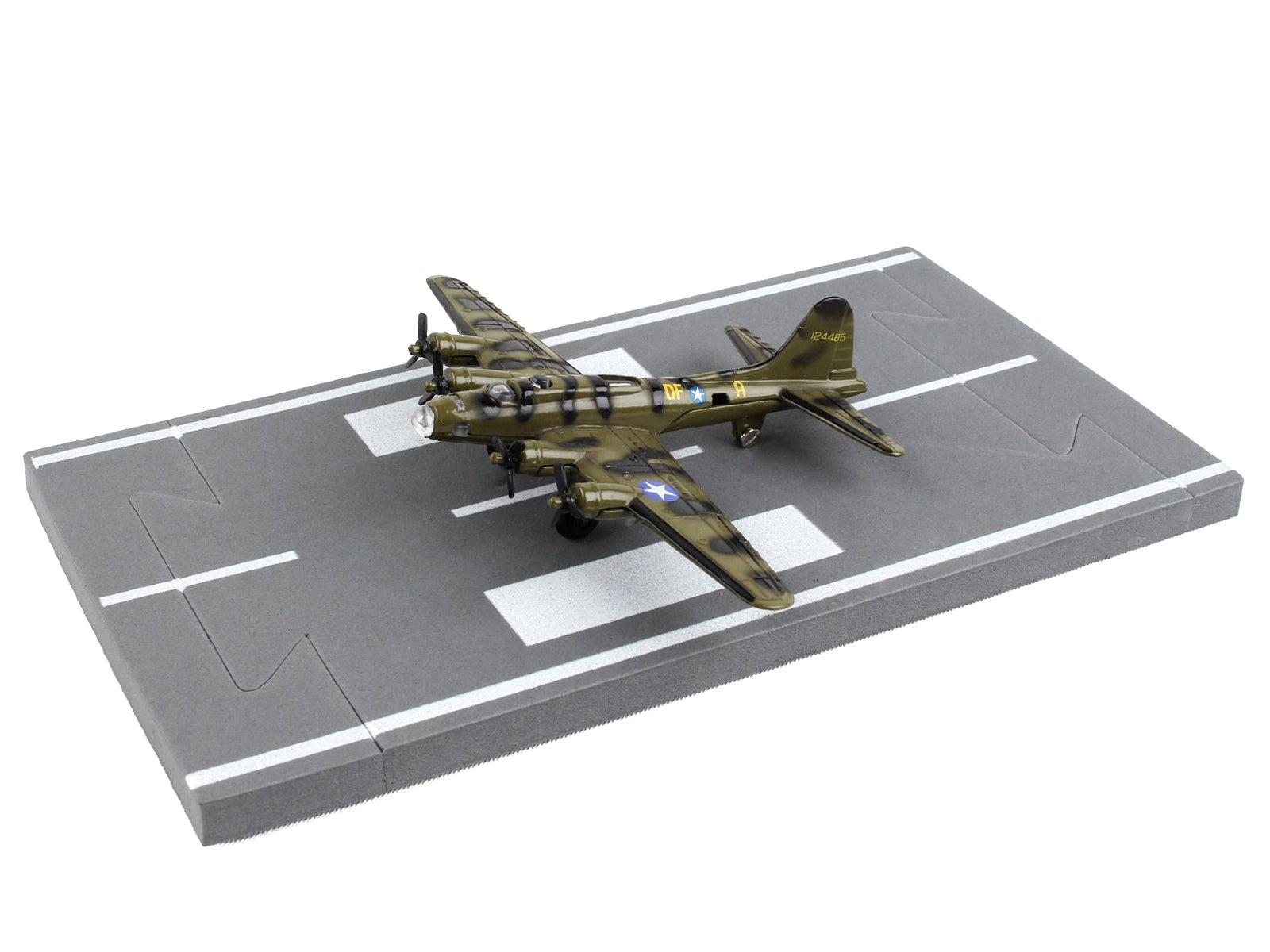 Boeing B-17 Flying Fortress Bomber Aircraft Olive Green Camouflage "United States Army Air Force" with Runway Section Diecast Model Airplane by Runway24 Runway24