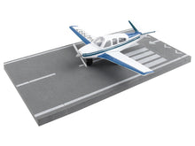 Load image into Gallery viewer, Beechcraft Bonanza Aircraft White with Blue Stripes &quot;N42997&quot; with Runway Section Diecast Model Airplane by Runway24 Runway24
