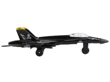 Load image into Gallery viewer, McDonnell Douglas F/A-18 Hornet Fighter Aircraft Black &quot;United States Navy&quot; with Runway Section Diecast Model Airplane by Runway24 Runway24
