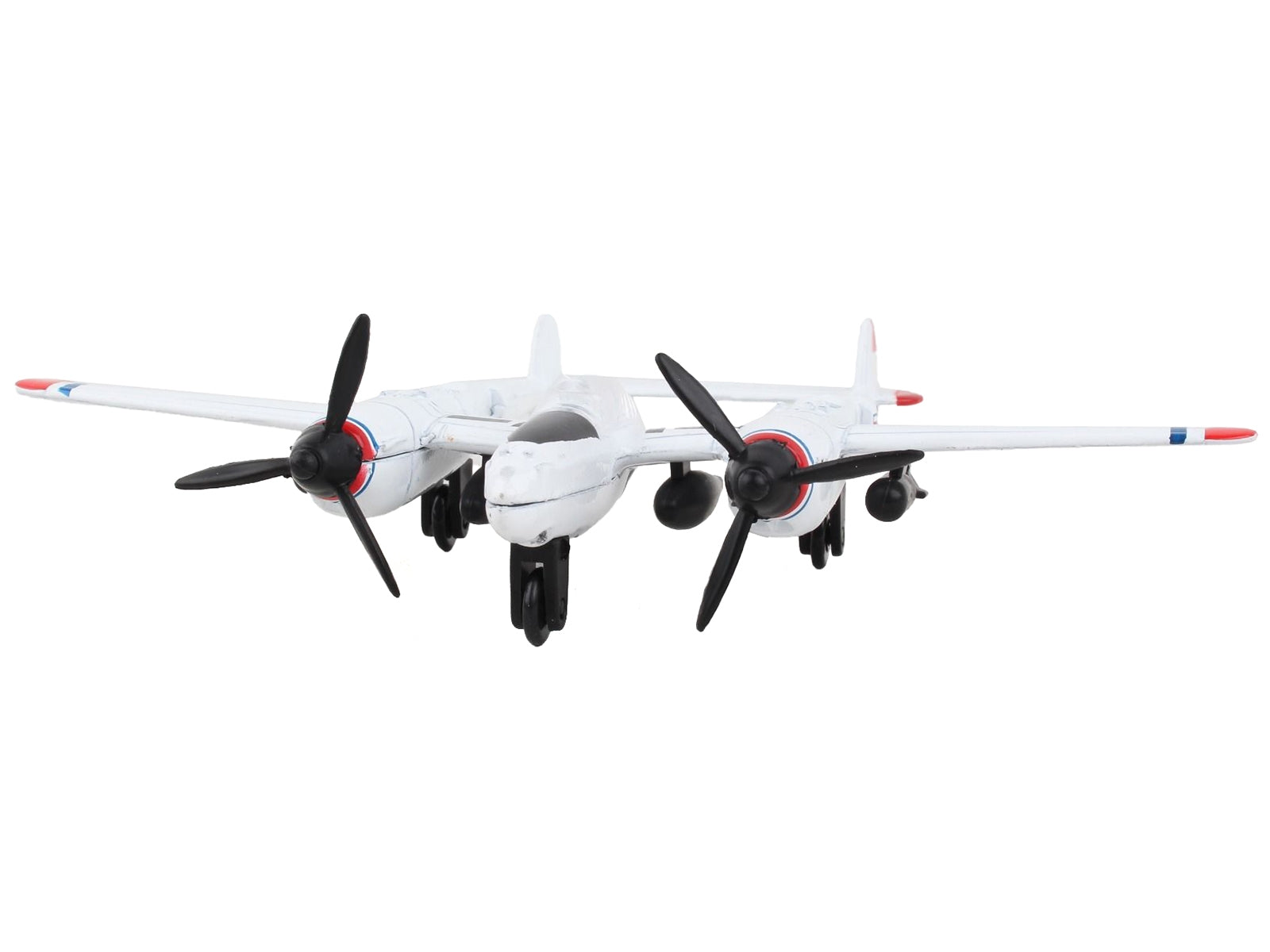 Lockheed P-38J Lightning Fighter Aircraft White with Red Wingtips "United States Army Air Force" with Runway Section Diecast Model Airplane by Runway24 Runway24