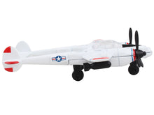 Load image into Gallery viewer, Lockheed P-38J Lightning Fighter Aircraft White with Red Wingtips &quot;United States Army Air Force&quot; with Runway Section Diecast Model Airplane by Runway24 Runway24
