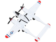 Load image into Gallery viewer, Lockheed P-38J Lightning Fighter Aircraft White with Red Wingtips &quot;United States Army Air Force&quot; with Runway Section Diecast Model Airplane by Runway24 Runway24
