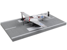 Load image into Gallery viewer, North American P-51 Mustang Fighter Aircraft Silver Metallic &quot;United States Army Air Force&quot; with Runway Section Diecast Model Airplane by Runway24 Runway24
