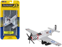 Load image into Gallery viewer, North American P-51 Mustang Fighter Aircraft Silver Metallic &quot;United States Army Air Force&quot; with Runway Section Diecast Model Airplane by Runway24 Runway24
