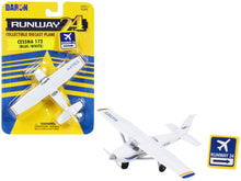 Load image into Gallery viewer, Cessna 172 Aircraft White with Blue and Yellow Stripes &quot;N470ES&quot; with Runway 24 Sign Diecast Model Airplane by Runway24 Runway24
