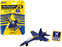 Load image into Gallery viewer, McDonnell Douglas F/A-18A Hornet Fighter Aircraft Blue &quot;United States Navy Blue Angels #2&quot; with Runway 24 Sign Diecast Model Airplane by Runway24 Runway24
