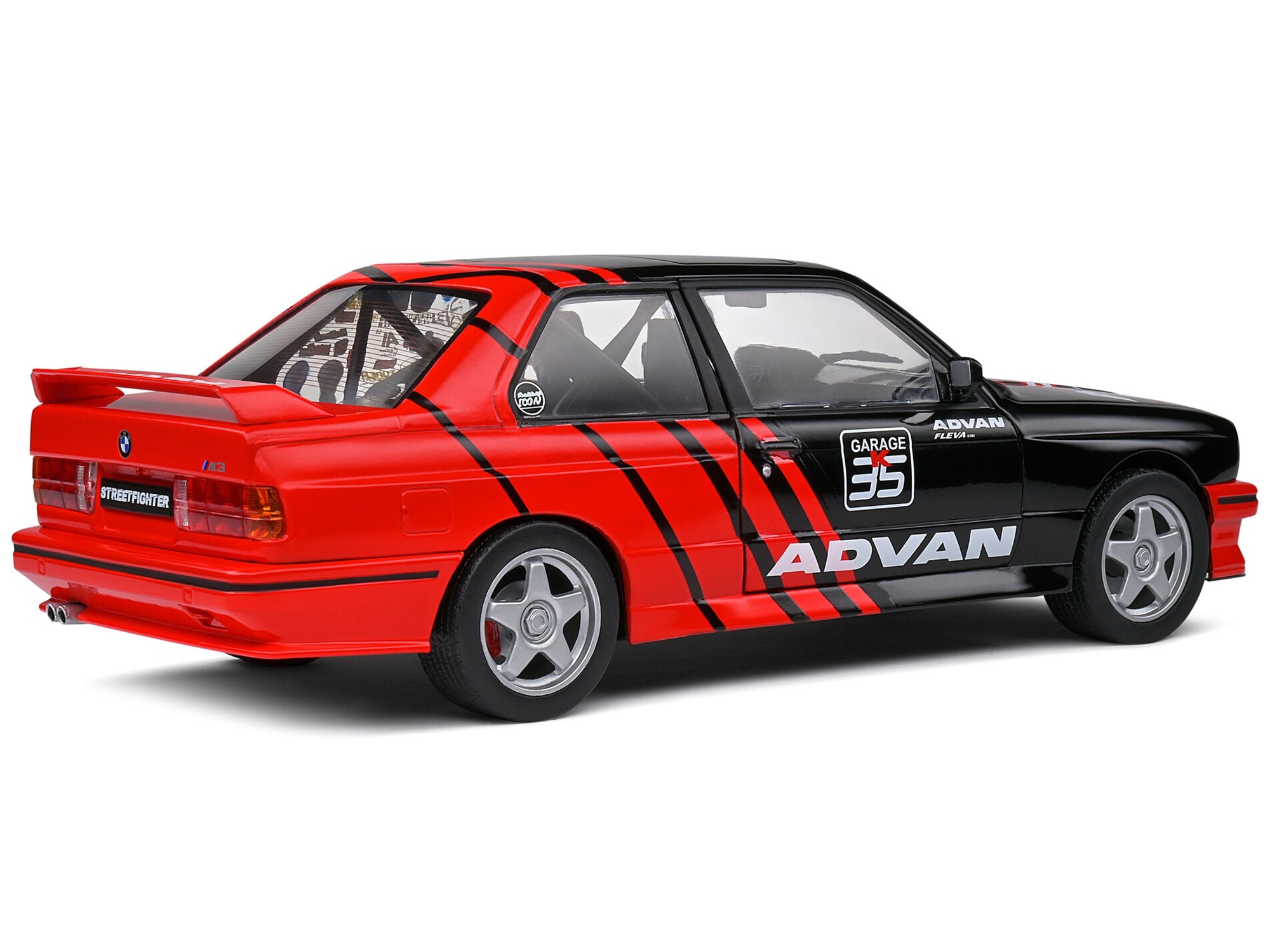 1990 BMW E30 M3 Black and Red with Graphics "ADVAN Drift Team" "Competition" Series 1/18 Diecast Model Car by Solido Solido