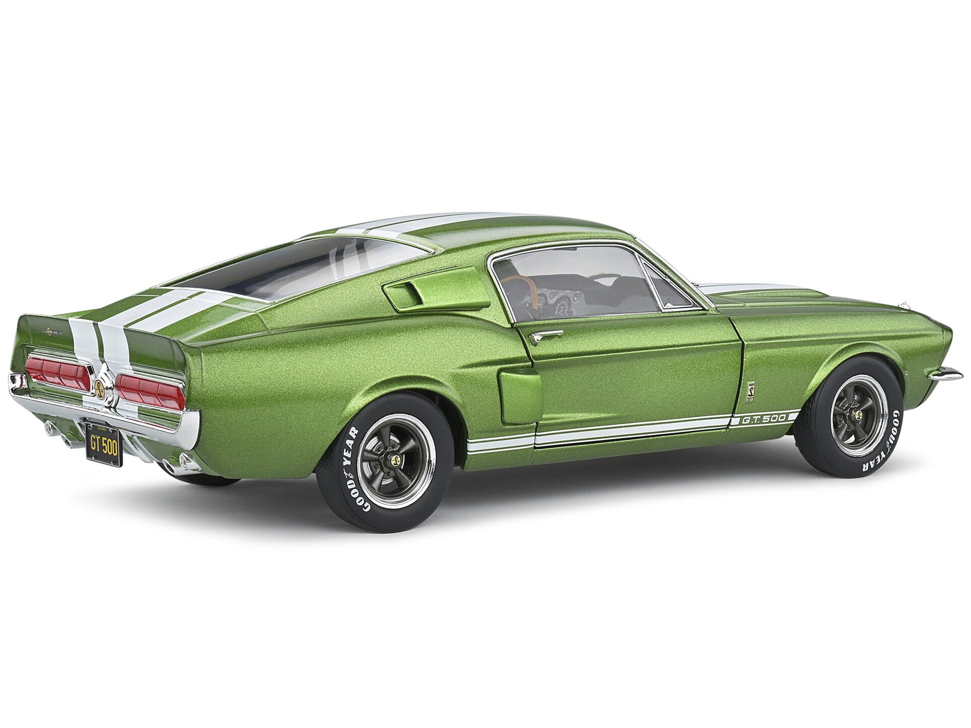 1967 Shelby GT500 Lime Green Metallic with White Stripes 1/18 Diecast Model Car by Solido Solido