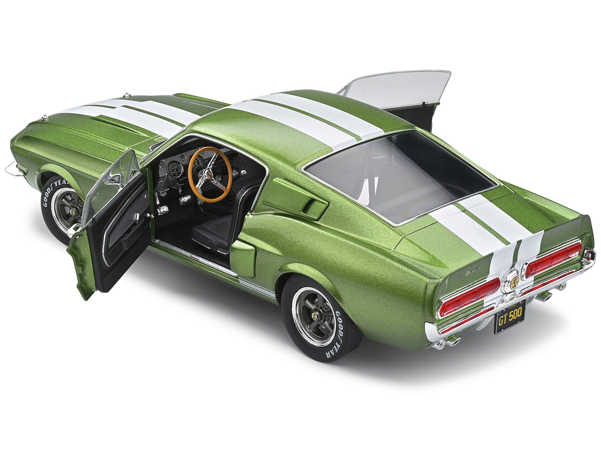 1967 Shelby GT500 Lime Green Metallic with White Stripes 1/18 Diecast Model Car by Solido Solido