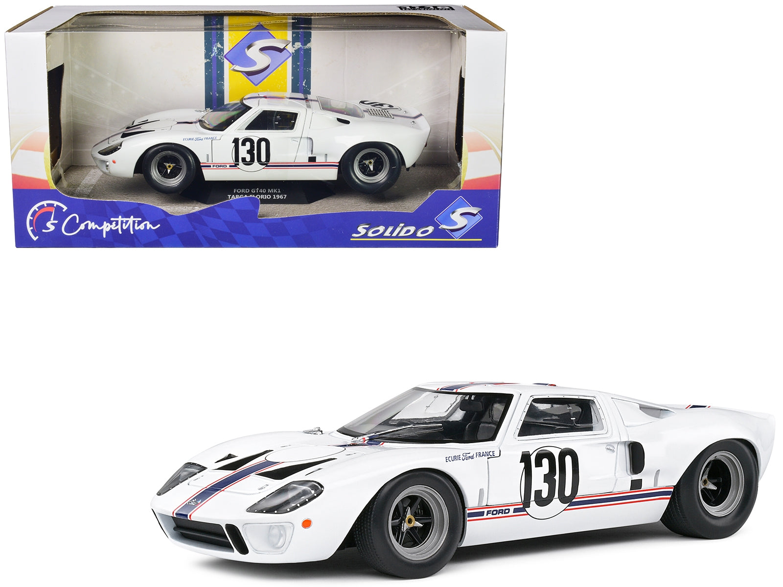 Ford GT40 MK1 #130 Henri Greder - Jean-Michel Giorgi "Targa Florio" (1967) "Competition" Series 1/18 Diecast Model Car by Solido Solido