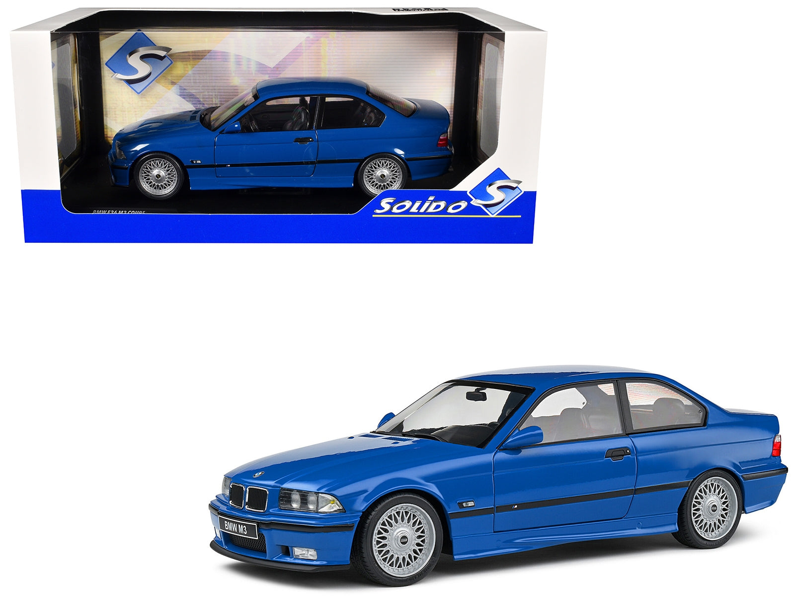 1996 BMW E36 M3 Coupe Santorin Blue 1/18 Diecast Model Car by Solido Solido