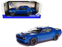 Load image into Gallery viewer, Dodge Challenger R/T Scat Pack Widebody Electric Blue Metallic with Black Stripes 1/18 Diecast Model Car by Solido Solido
