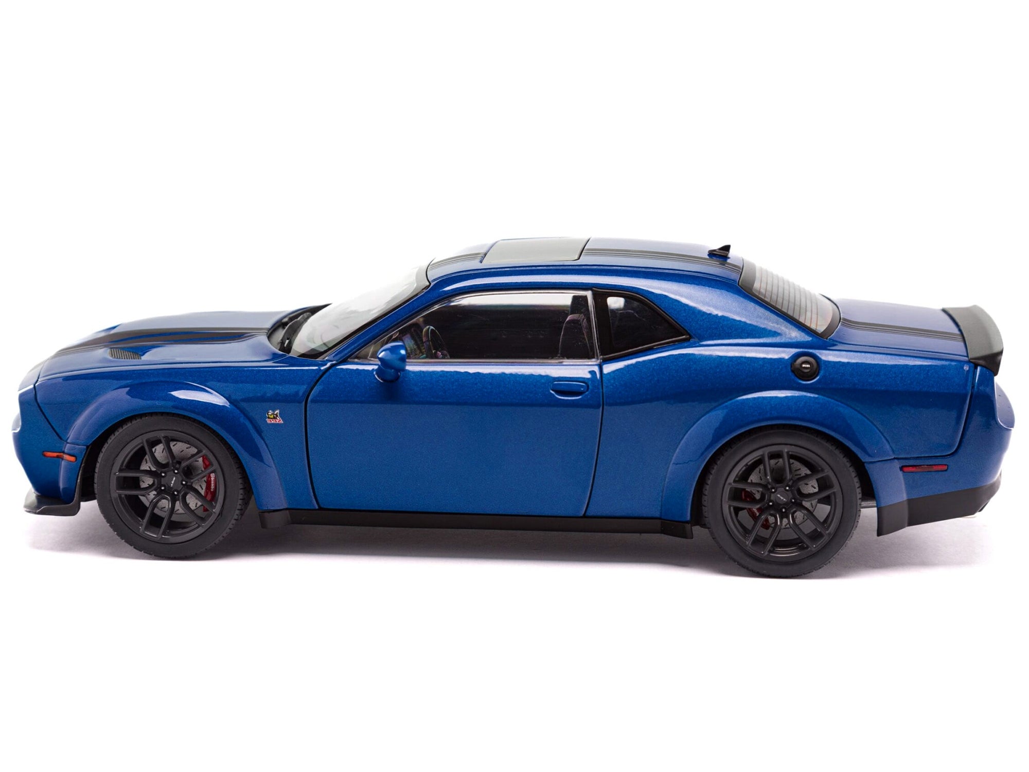 Dodge Challenger R/T Scat Pack Widebody Electric Blue Metallic with Black Stripes 1/18 Diecast Model Car by Solido Solido