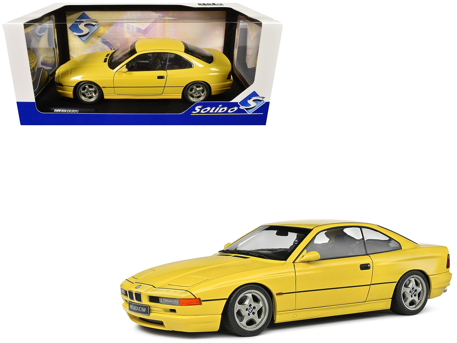 1990 BMW 850 (E31) CSI Dakar Yellow 1/18 Diecast Model Car by Solido Solido