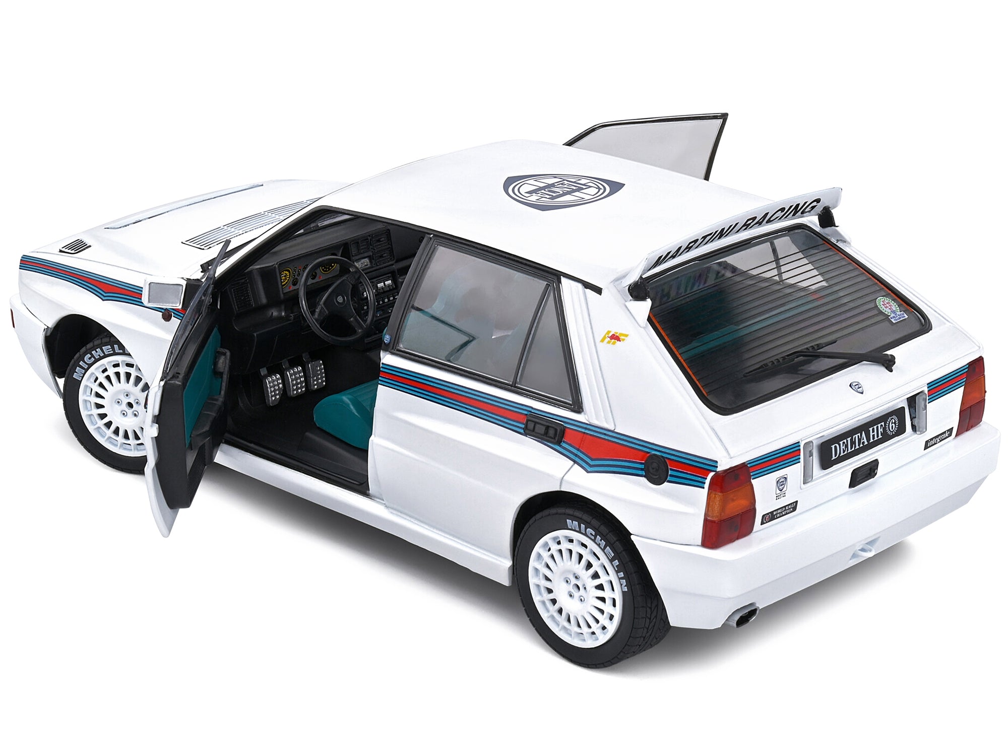 1992 Lancia Delta HF Integrale Evo 1 Martini 6 White with Blue and Red Stripes "World Rally Champion - Martini Racing" 1/18 Diecast Model Car by Solido Solido