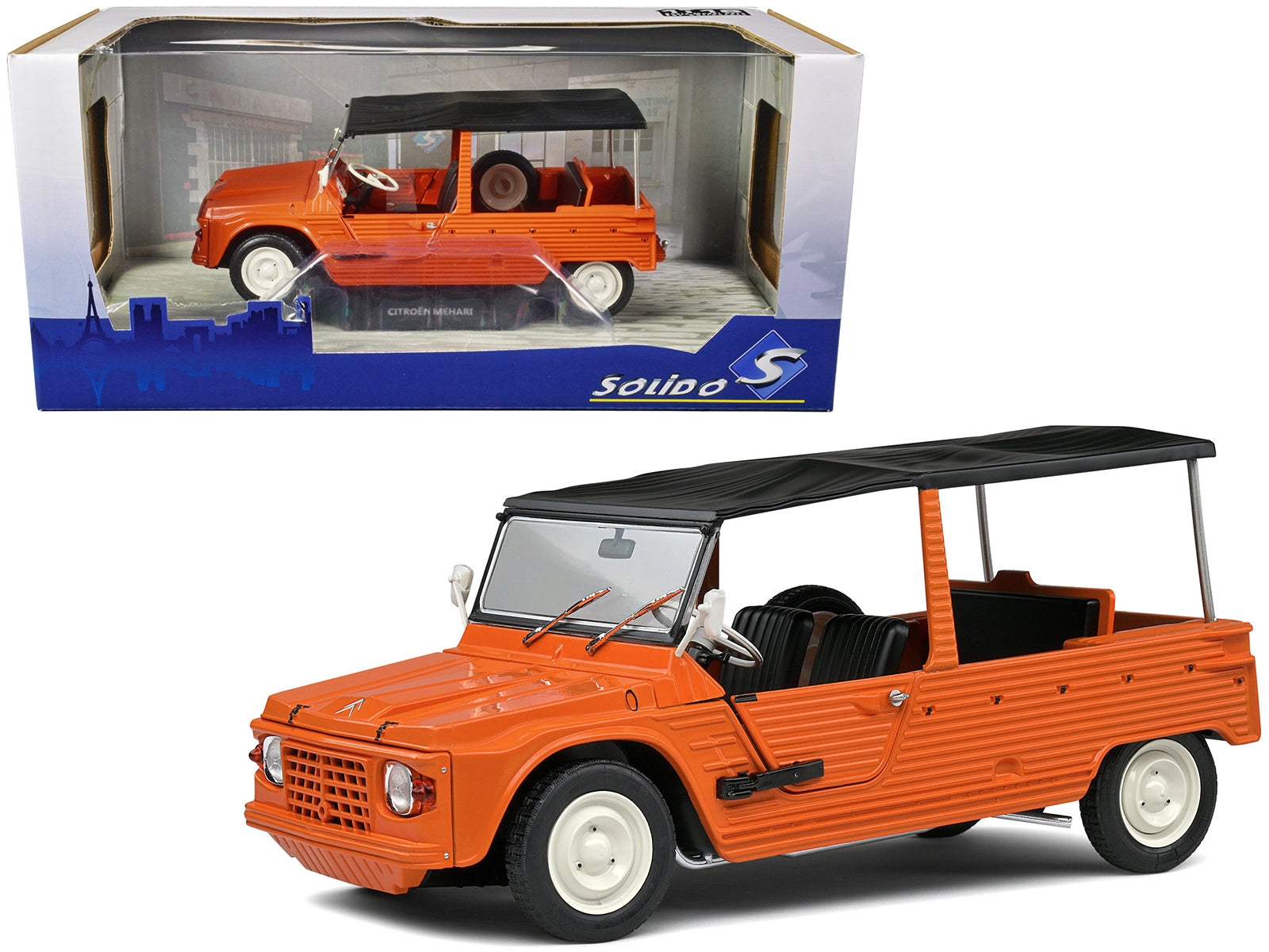 1970 Citroen Mehari MK.1 Kirghiz Orange with Black Top 1/18 Diecast Model Car by Solido Solido