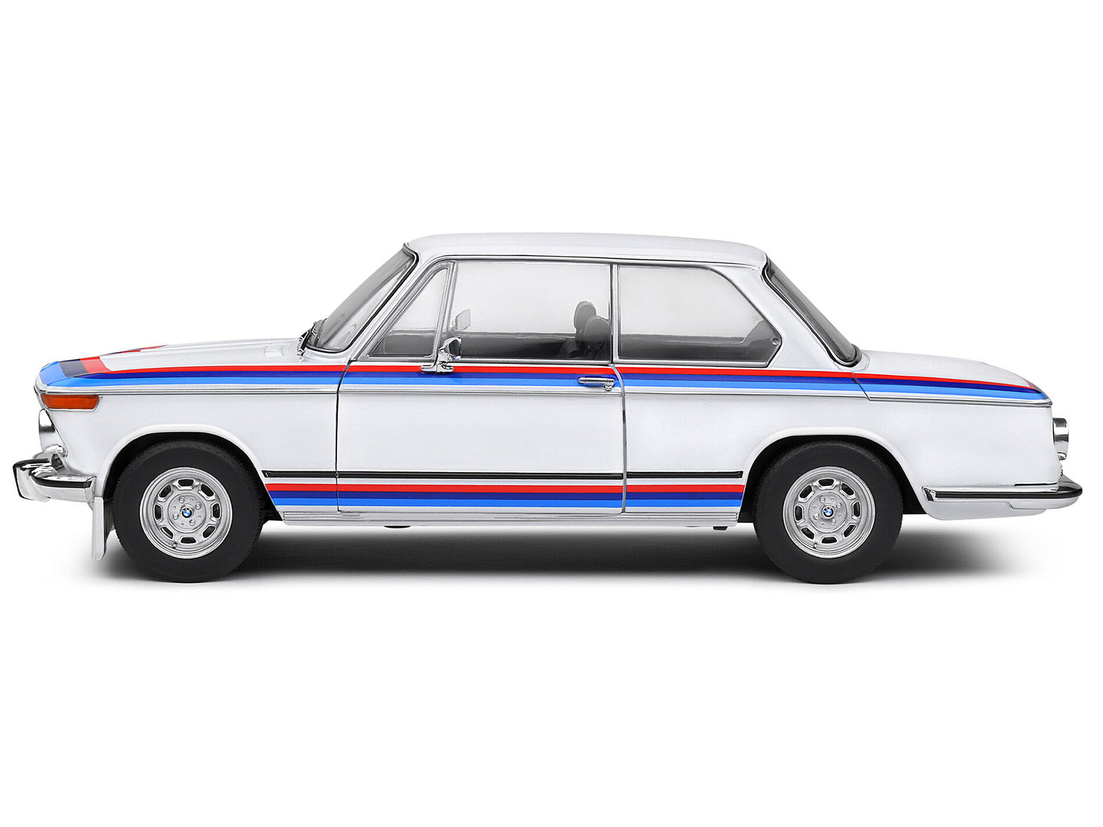 1971 BMW 2002 Tii Turbo "Evocation" White with Stripes 1/18 Diecast Model Car by Solido Solido