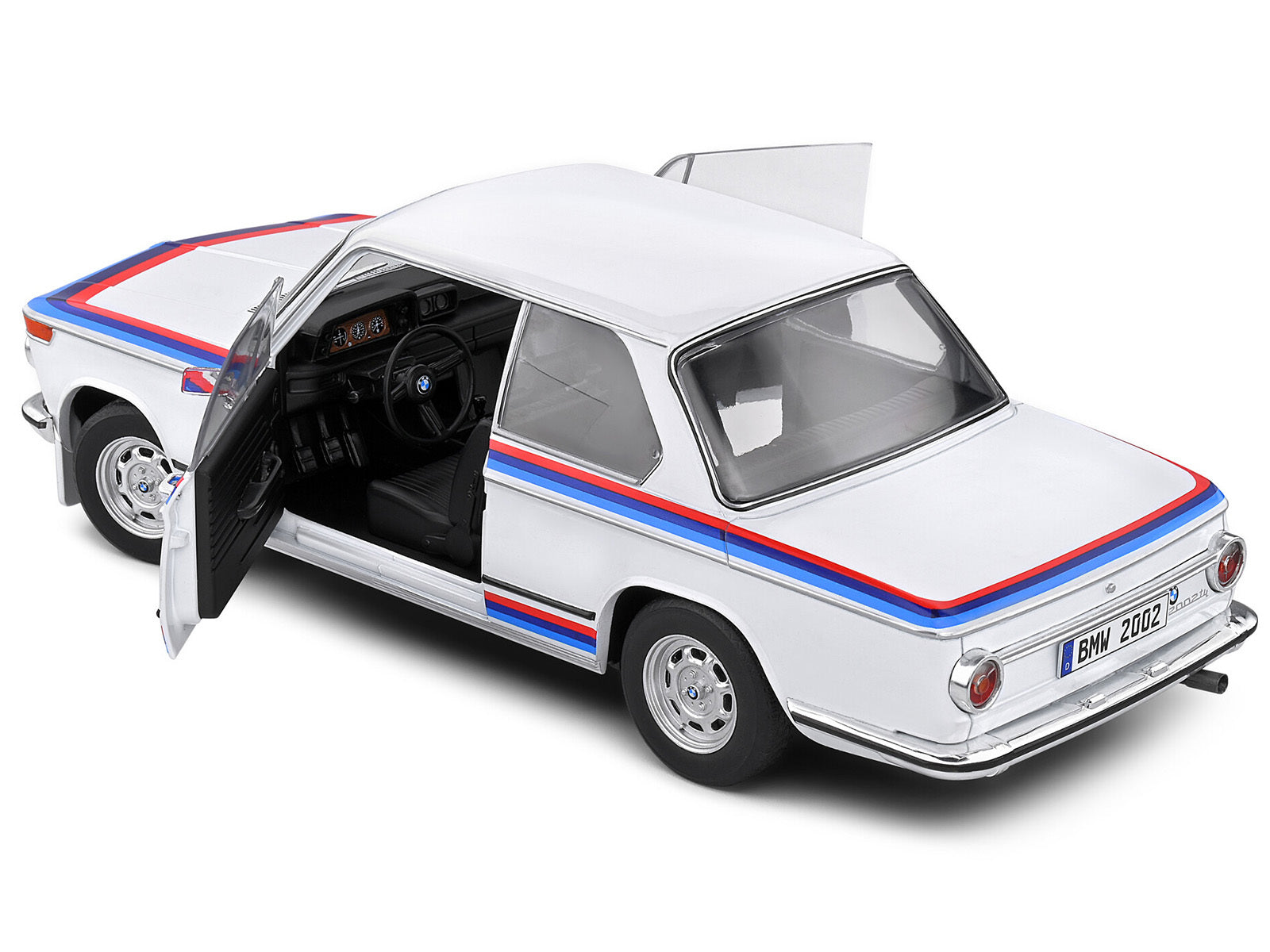 1971 BMW 2002 Tii Turbo "Evocation" White with Stripes 1/18 Diecast Model Car by Solido Solido