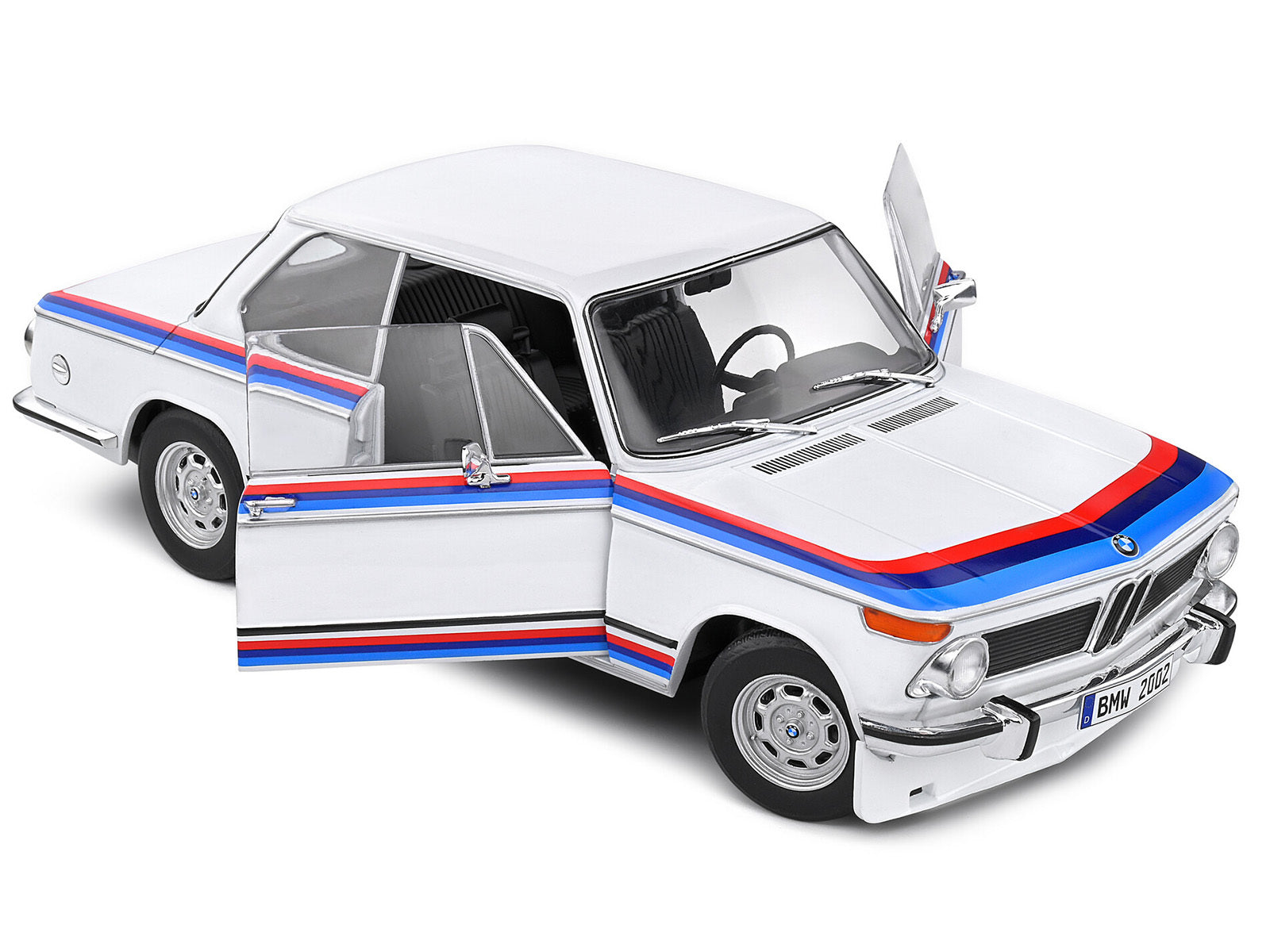 1971 BMW 2002 Tii Turbo "Evocation" White with Stripes 1/18 Diecast Model Car by Solido Solido