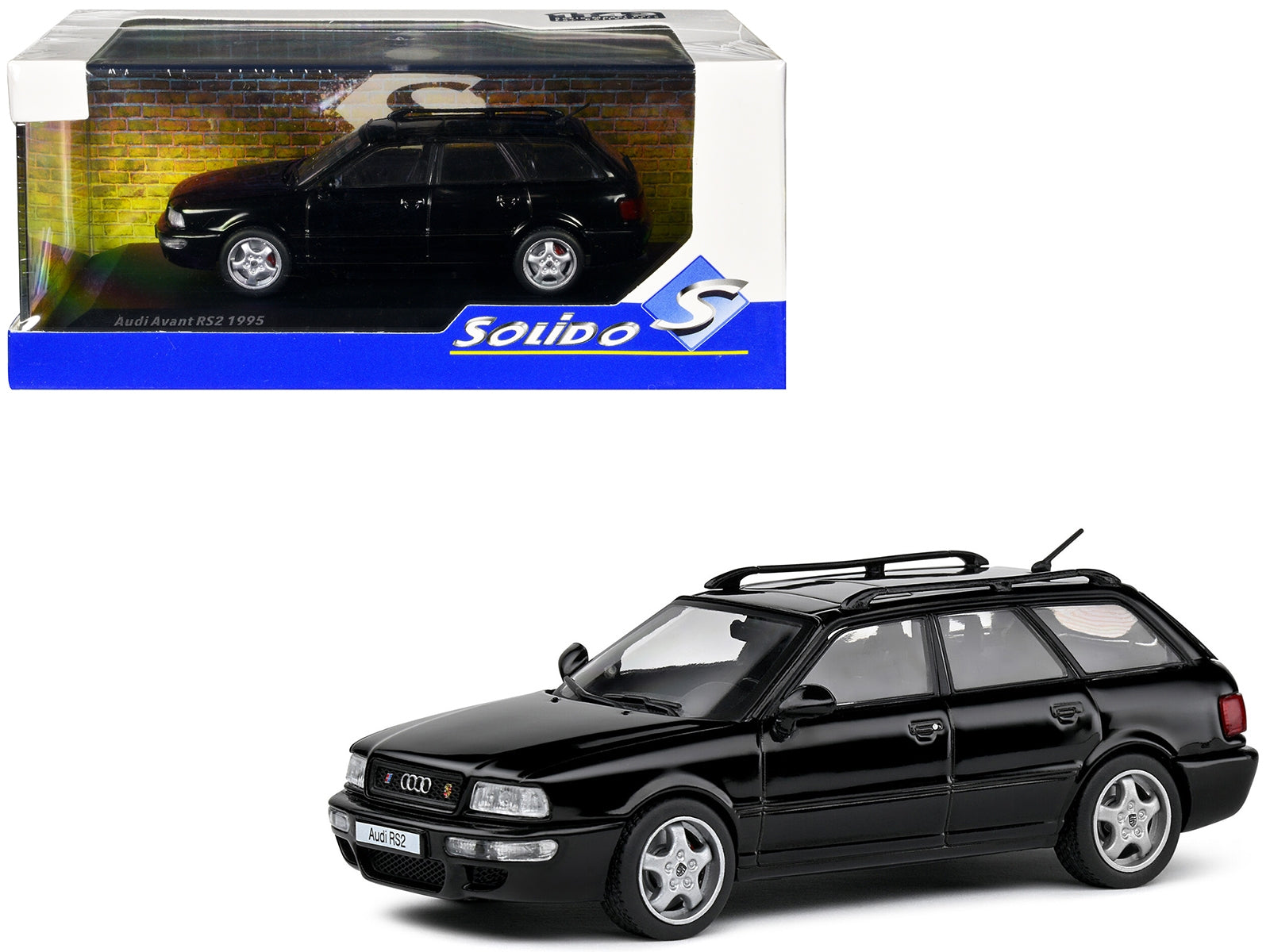 1995 Audi Avant RS2 Brilliant Black with Roofrack 1/43 Diecast Model Car by Solido Solido