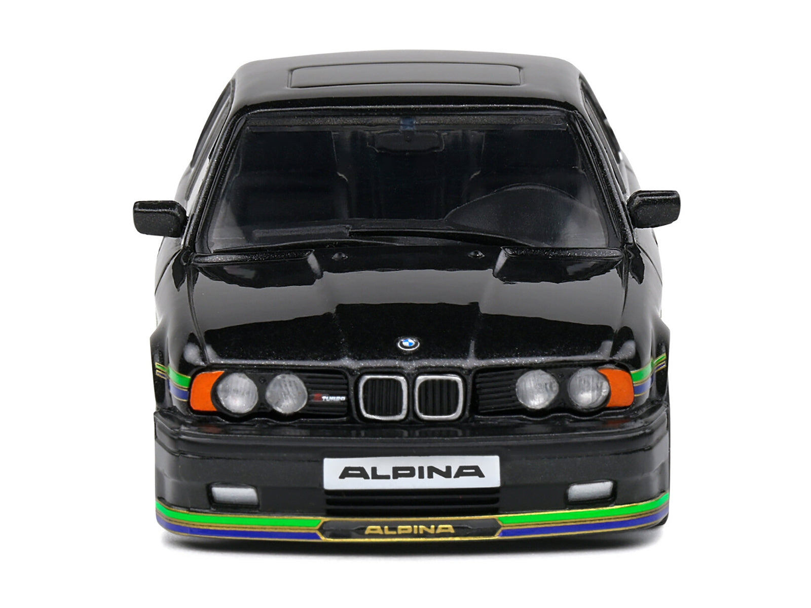 1994 BMW E34 Alpina B10 BiTurbo Black Metallic with Green Graphics 1/43 Diecast Model Car by Solido Solido