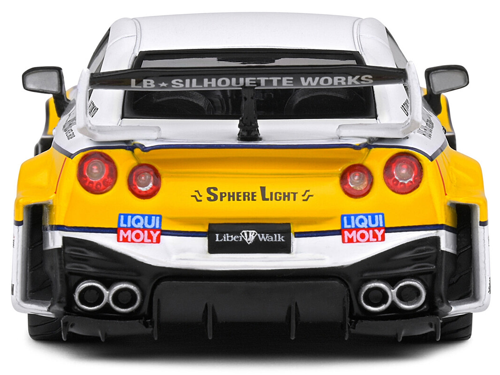 2019 Nissan GTR35 "LBWK Silhouette" RHD (Right Hand Drive) #23 White with Yellow Graphics 1/43 Diecast Model Car by Solido Solido